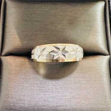 1940s MCM Natural Diamond Solid 14k Two-Tone Whit… - image 1