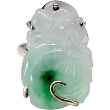 Carved Jade Pendant / Chinese Variegated Jade 14.4g 2024 / Antique Hand Carved Floral Pendant /Feng Shui Healing Stone