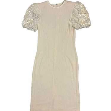 Vntg Leslie Fay Dress Sz12 Lace Embroidered Embel… - image 1