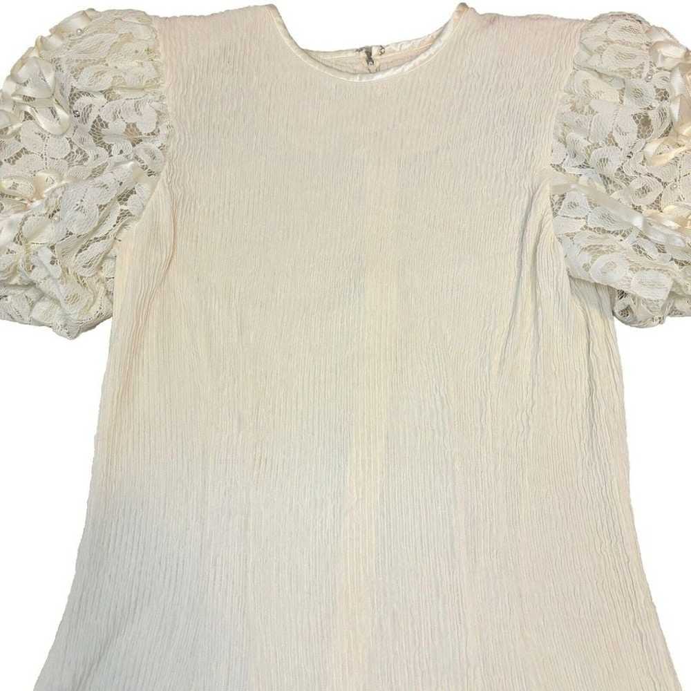 Vntg Leslie Fay Dress Sz12 Lace Embroidered Embel… - image 9