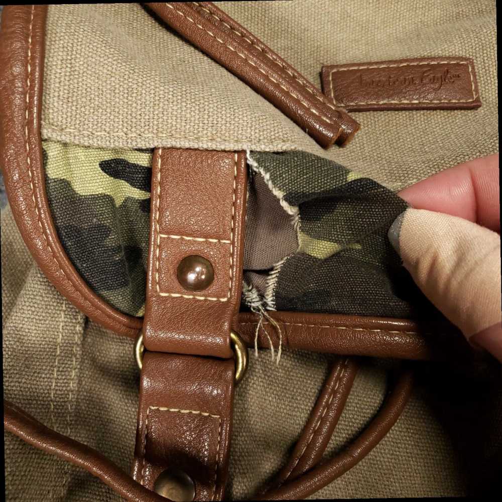 Vintage Green Brown Leather Trimmed Camo Patterne… - image 4