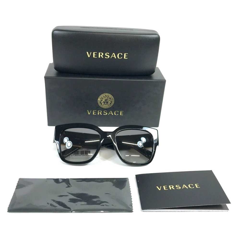 Versace Polished Black Square Frames Gray Lenses … - image 1