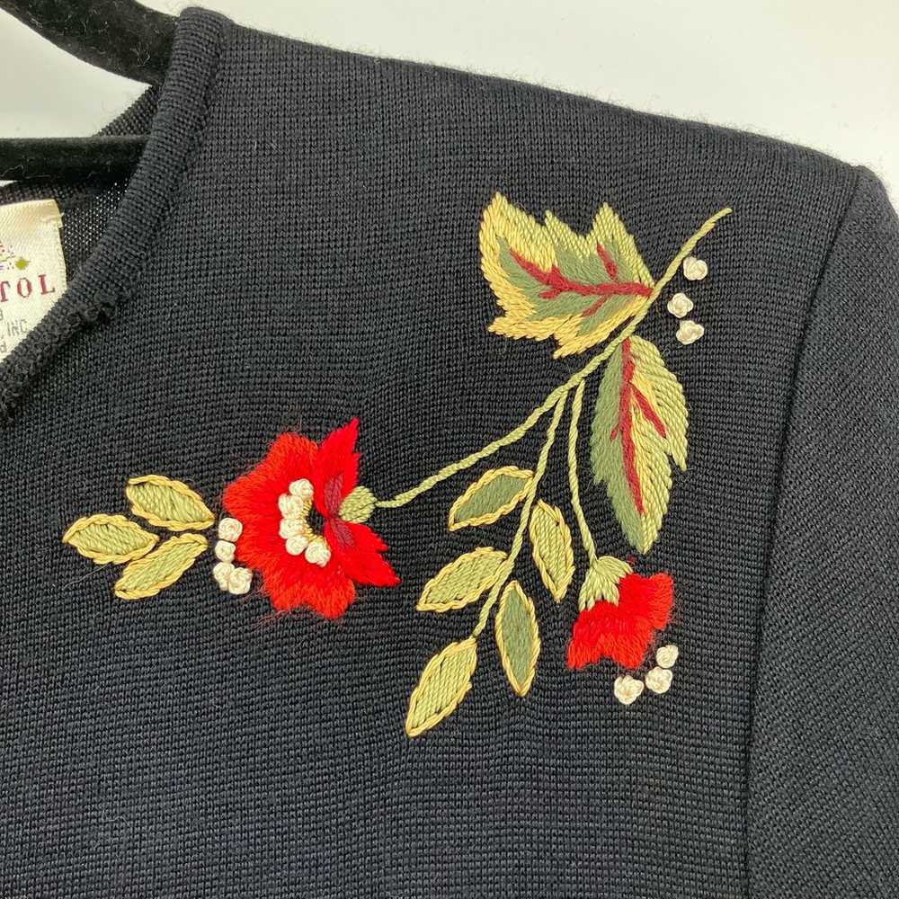 Vintage Susan Bristol Wool Embroidered Poinsettia… - image 6