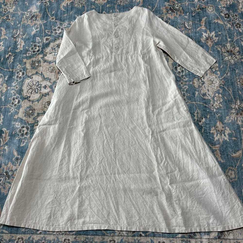 Linen dress with seven-quarter sleeves. - image 2