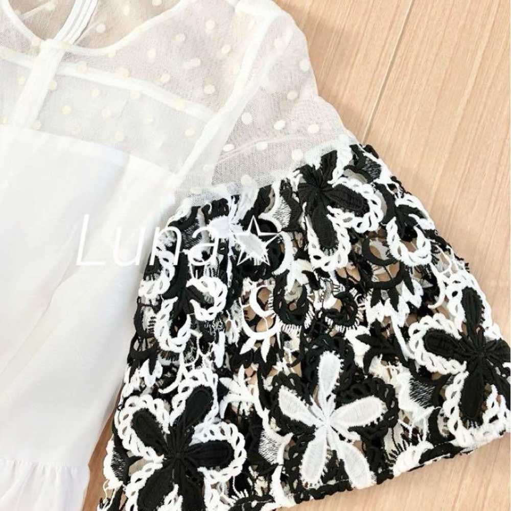 Chesty organza and crochet lace dress white x bla… - image 2