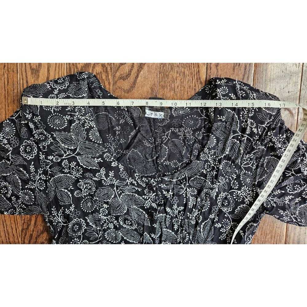 VTG Starina 80s 90s Black Floral Short Sleeve Mid… - image 6