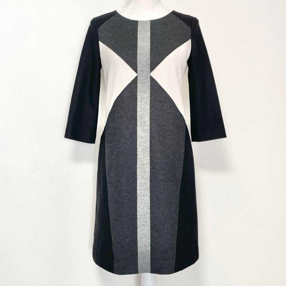 ＊ICB＊ Crew Neck Design Contrast Bicolor Dress Kne… - image 2