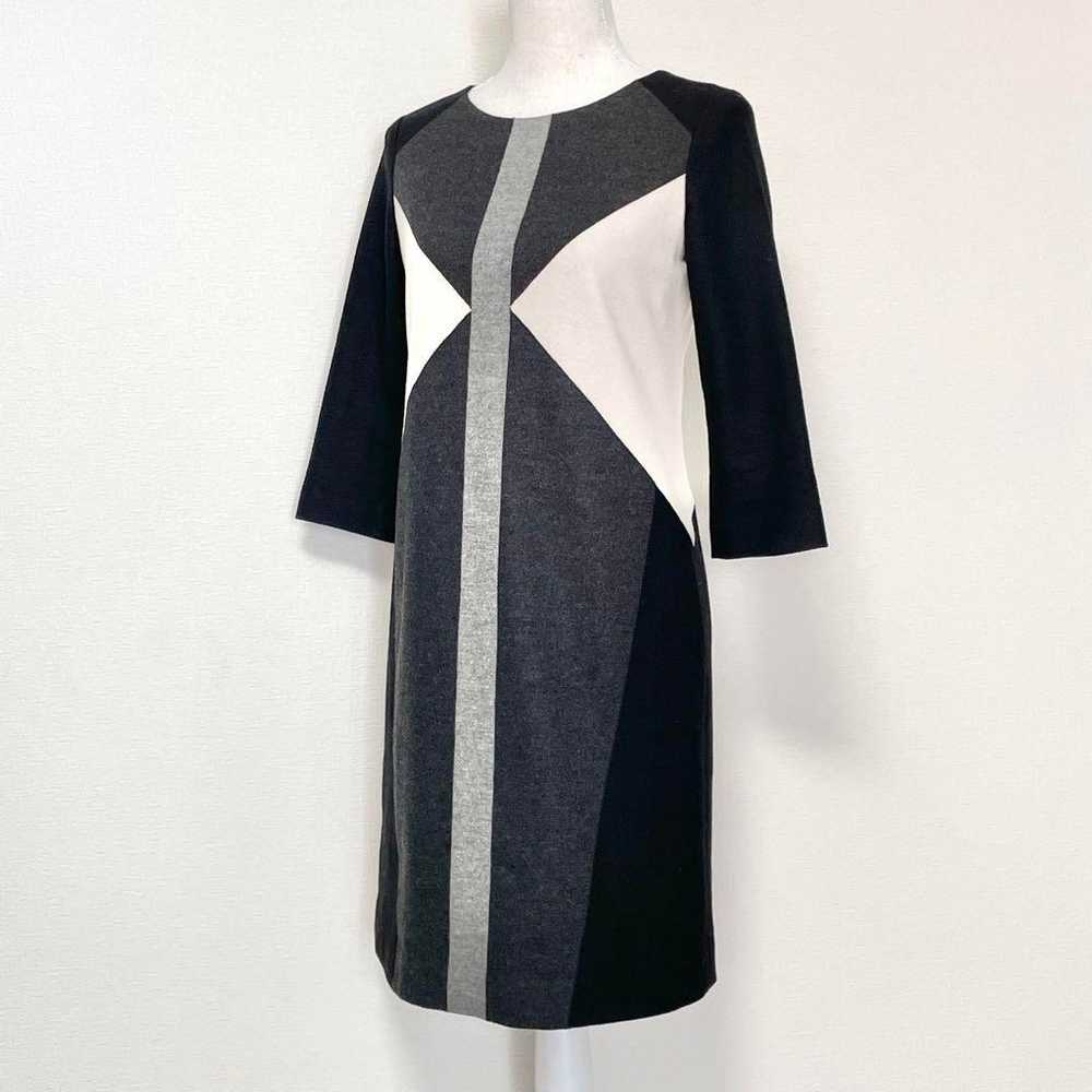 ＊ICB＊ Crew Neck Design Contrast Bicolor Dress Kne… - image 3