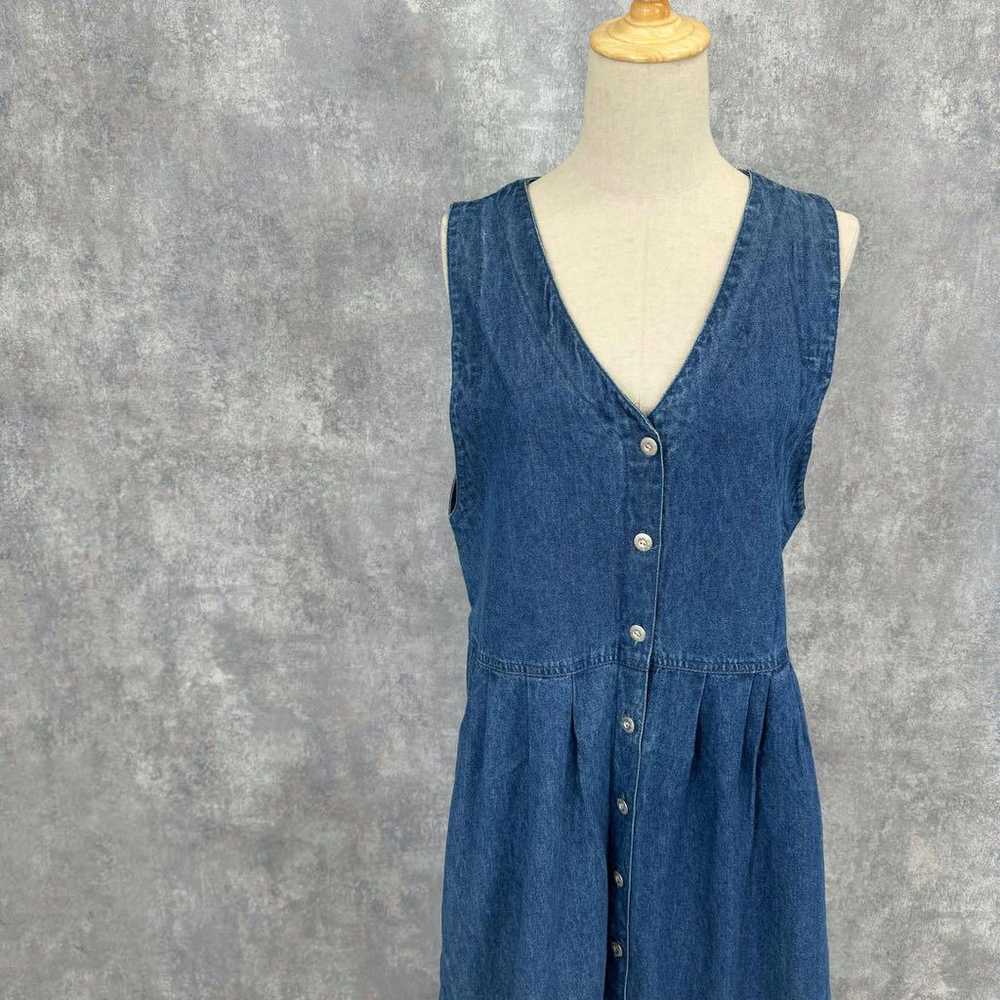 Front Button Denim Dress Jumper Skirt Blue Denim … - image 1