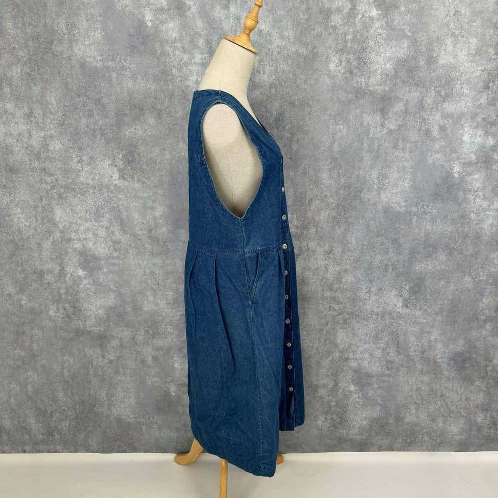 Front Button Denim Dress Jumper Skirt Blue Denim … - image 4