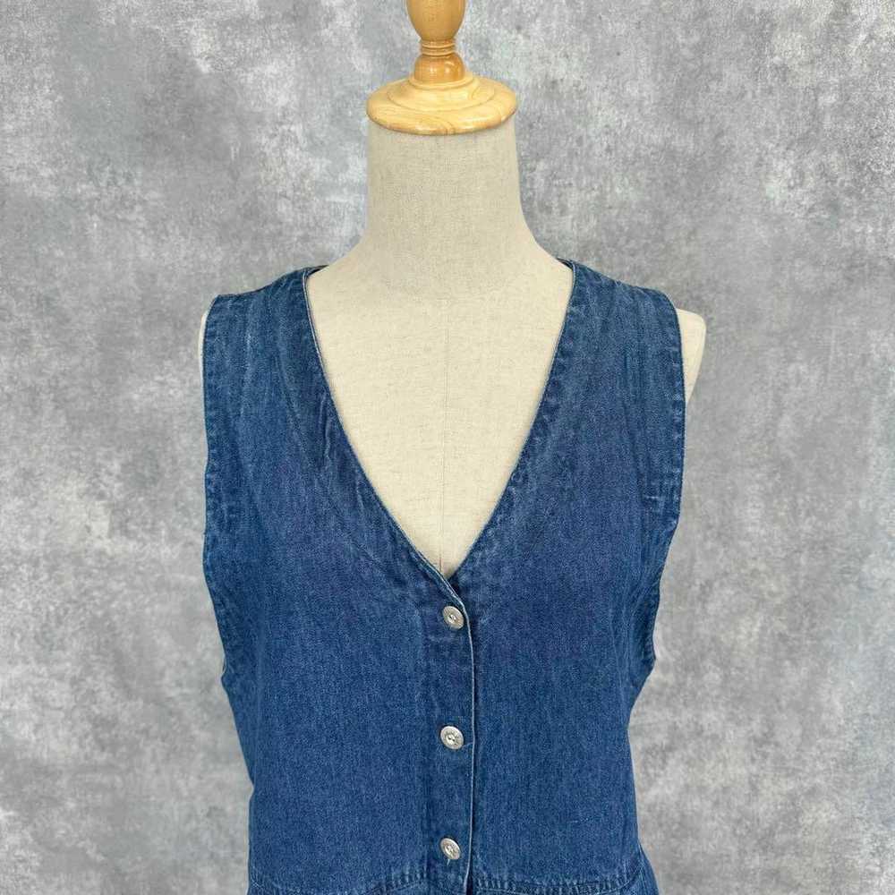 Front Button Denim Dress Jumper Skirt Blue Denim … - image 6