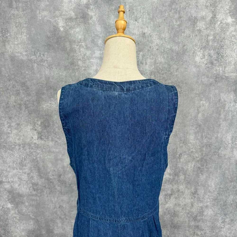 Front Button Denim Dress Jumper Skirt Blue Denim … - image 7