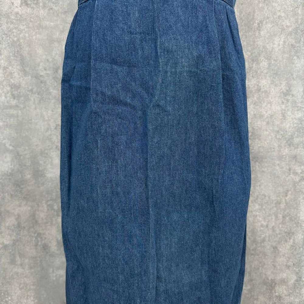 Front Button Denim Dress Jumper Skirt Blue Denim … - image 8