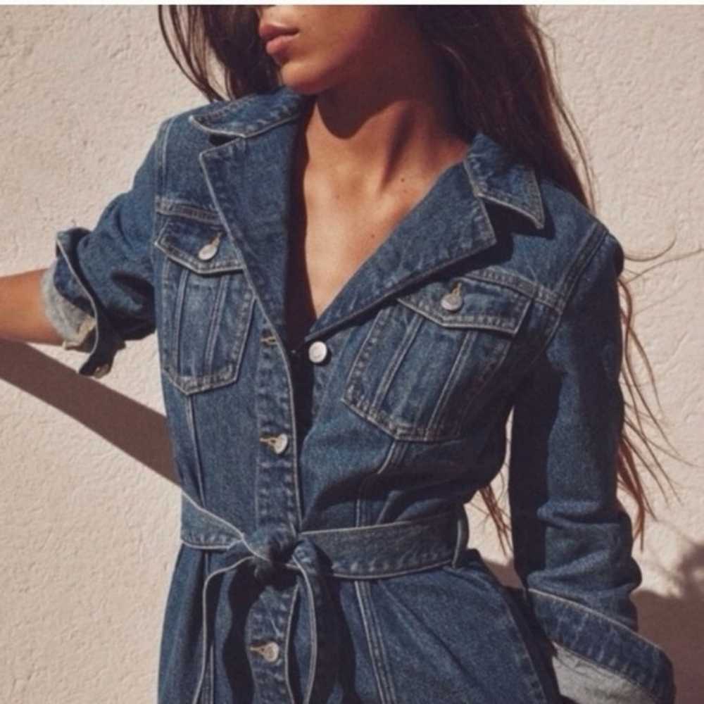 Zara Women's Denim Jean Button Up Dress Size Smal… - image 1