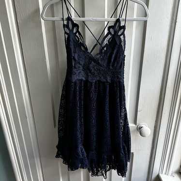 Free People  Adela Slip Dress Navy Blue