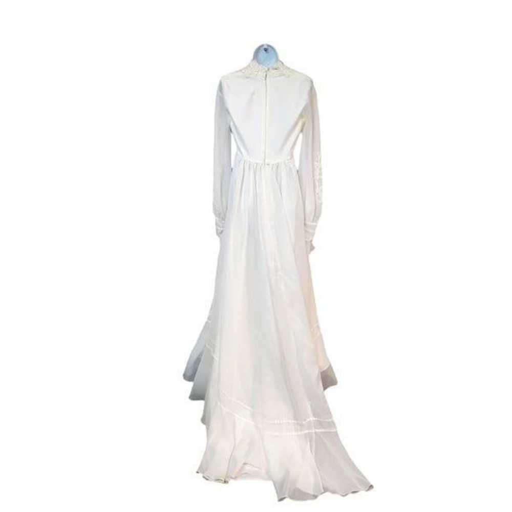 Vintage wedding gown empire waist Sm long bell sl… - image 2