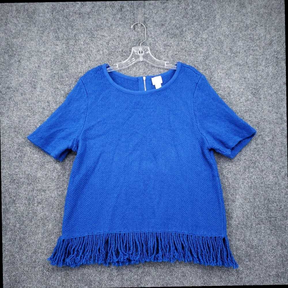 Vintage Womens Large US 2 Blue Hema Fringe Pullov… - image 1