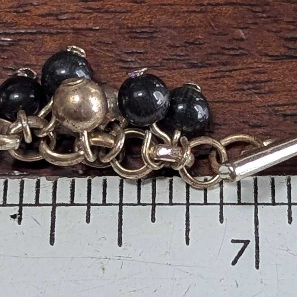 Vintage Silver Tone Black & Silver Beaded Bracelet - image 2