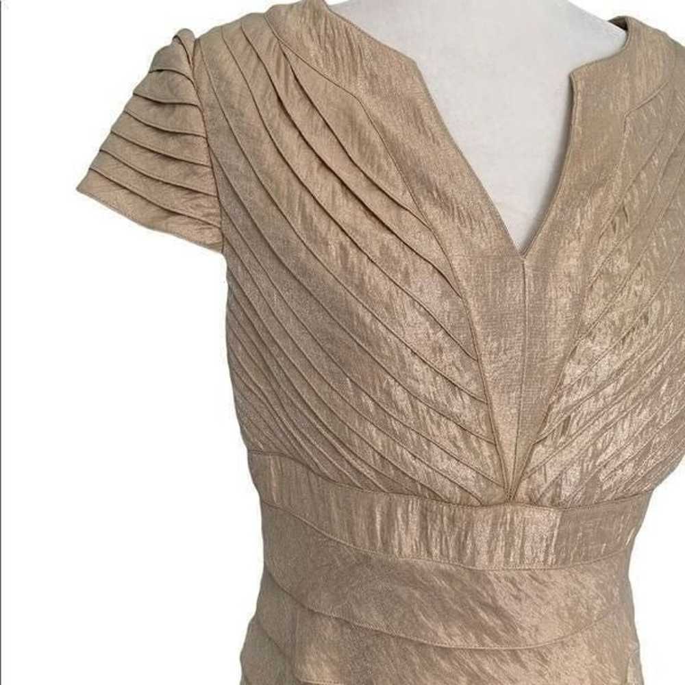 Adrianna Papell Gold Tiered Sheath Dress | Size 10 - image 10