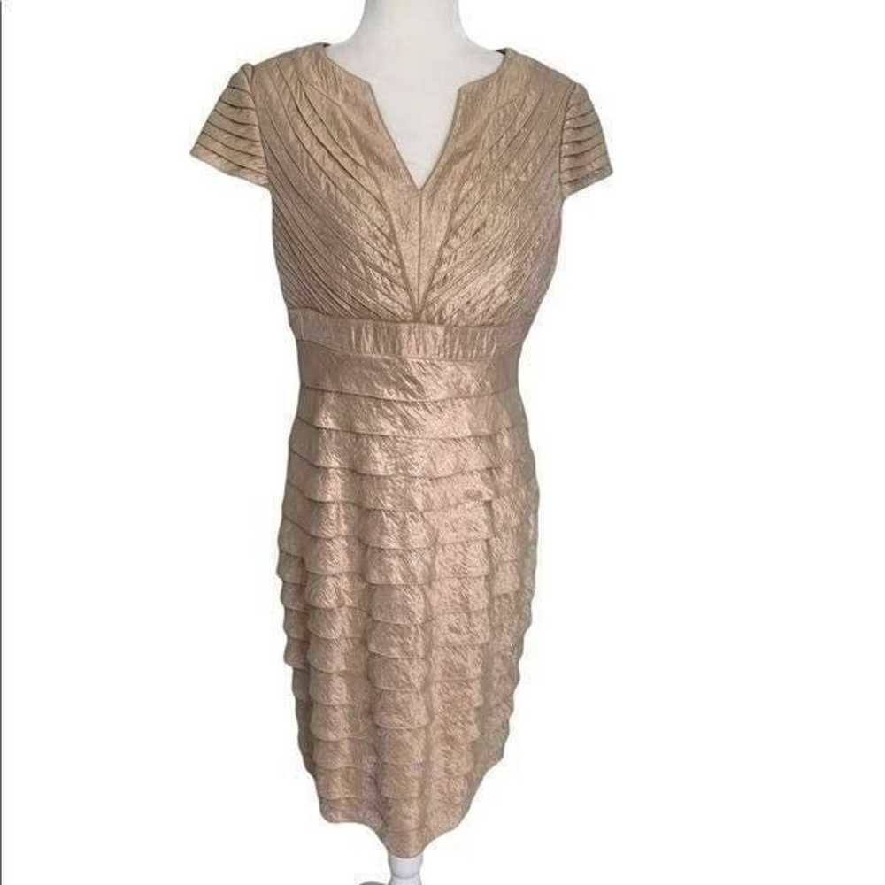 Adrianna Papell Gold Tiered Sheath Dress | Size 10 - image 11