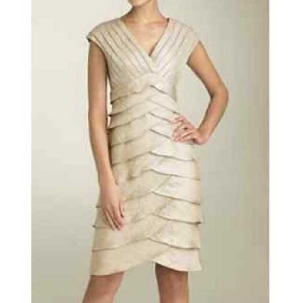 Adrianna Papell Gold Tiered Sheath Dress | Size 10 - image 1