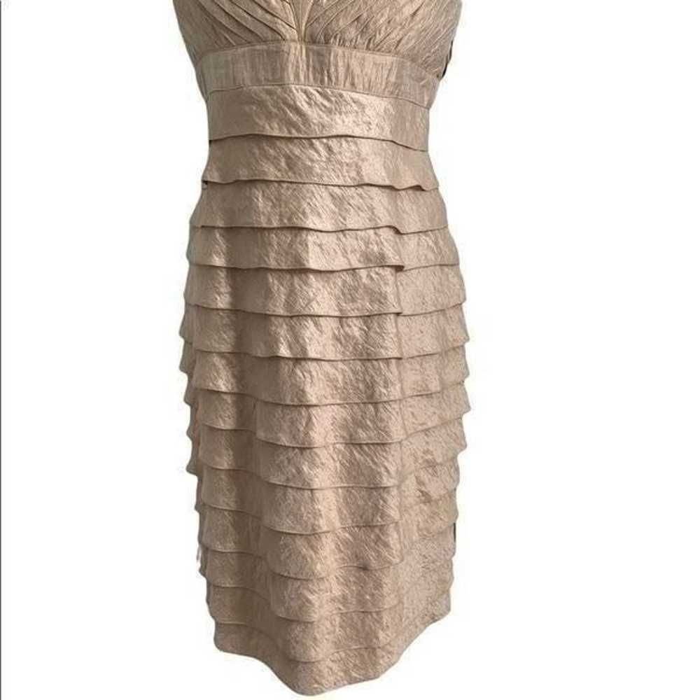 Adrianna Papell Gold Tiered Sheath Dress | Size 10 - image 5