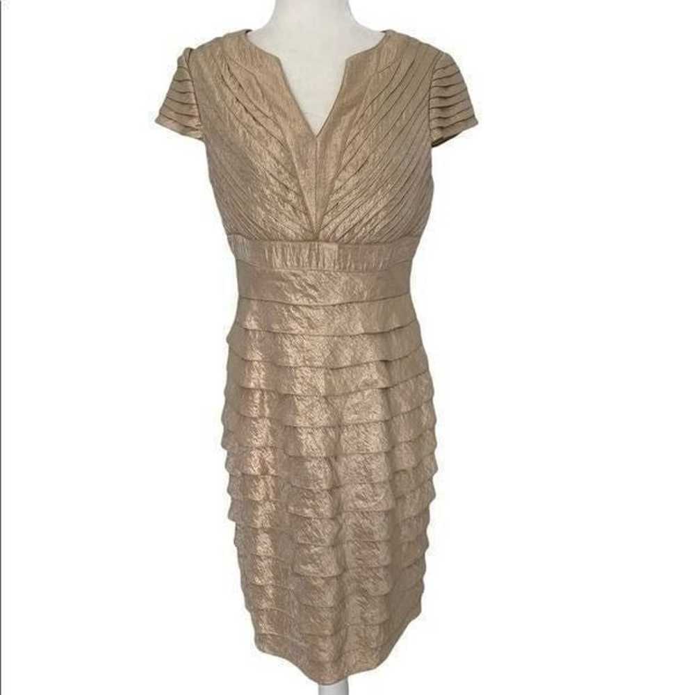 Adrianna Papell Gold Tiered Sheath Dress | Size 10 - image 6