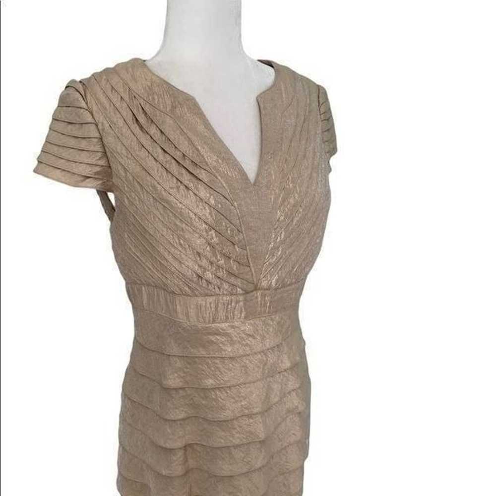 Adrianna Papell Gold Tiered Sheath Dress | Size 10 - image 7