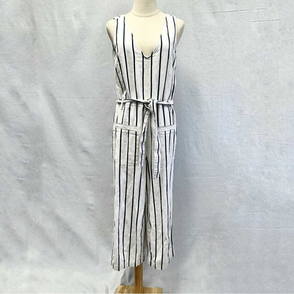 Madewell Striped Pull-On Belted Jumpsuit size med… - image 2