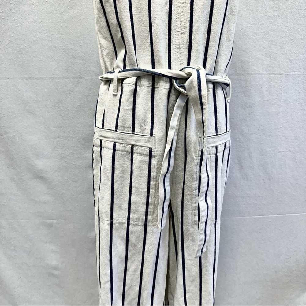 Madewell Striped Pull-On Belted Jumpsuit size med… - image 5