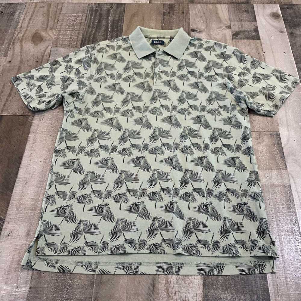 Izod IZOD Polo Shirt M Medium Green Palm Print Re… - image 1