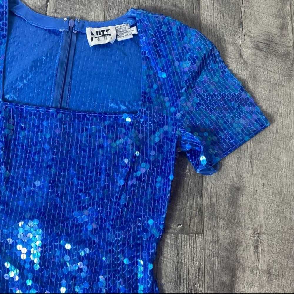 Vintage Niteline blue sequin party dress size 4. - image 2