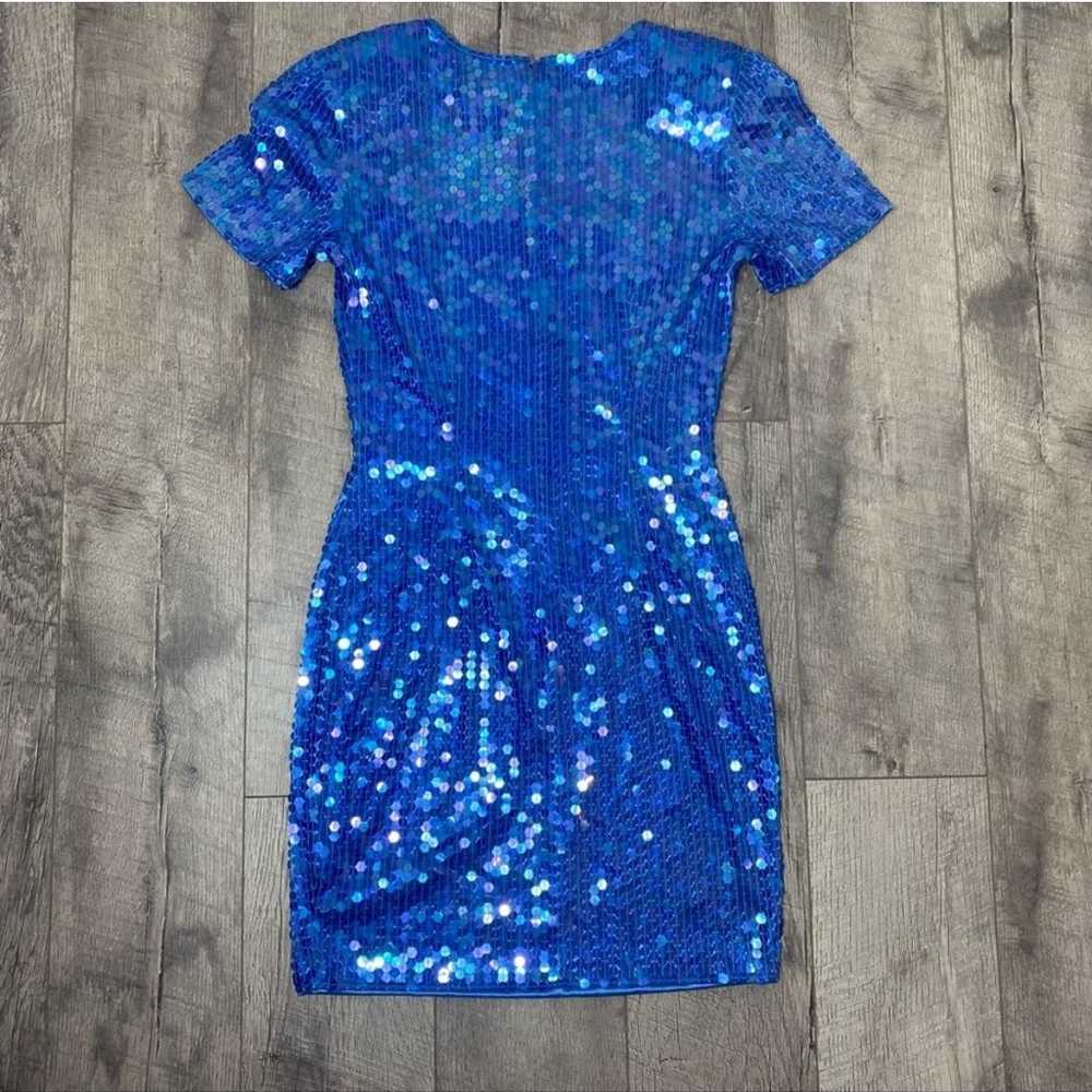 Vintage Niteline blue sequin party dress size 4. - image 4