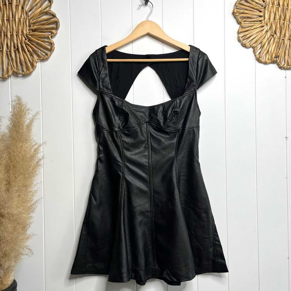 Free People mini dress vegan leather open back - image 1