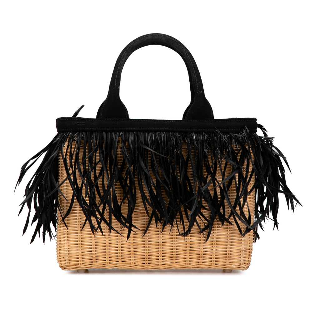 Brown Prada Canapa Trimmed Feather Midollino Satc… - image 3