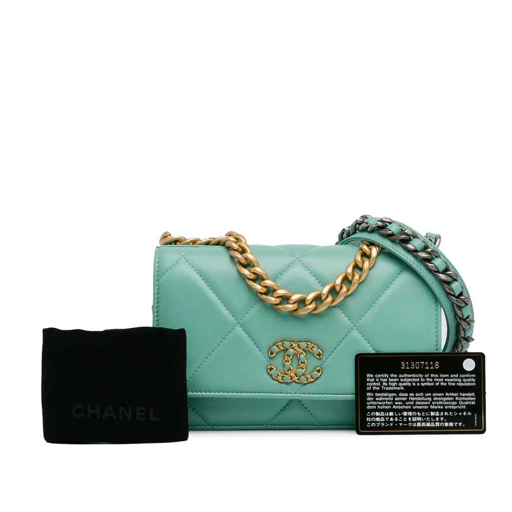 Blue Chanel Quilted Lambskin 19 Wallet on Chain S… - image 11