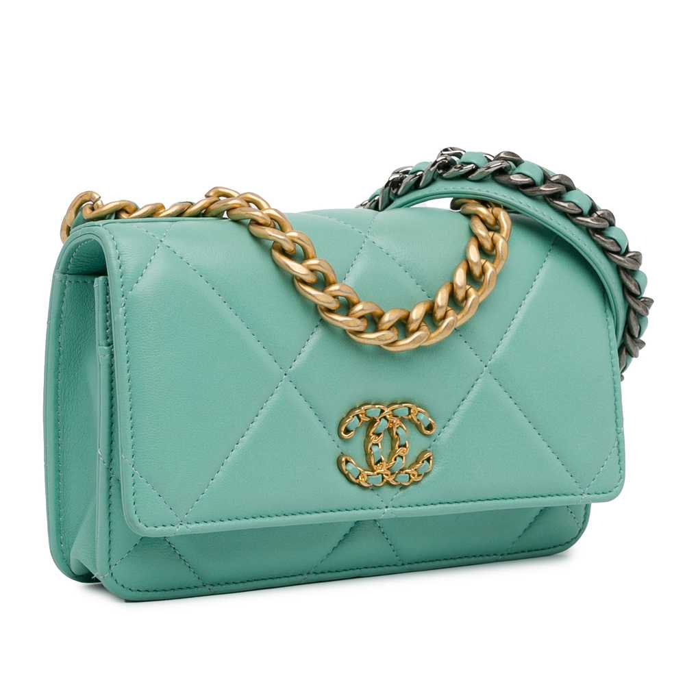 Blue Chanel Quilted Lambskin 19 Wallet on Chain S… - image 2