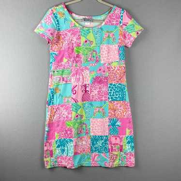 Vintage Lilly Pulitzer Patchwork Print Shift Dres… - image 1