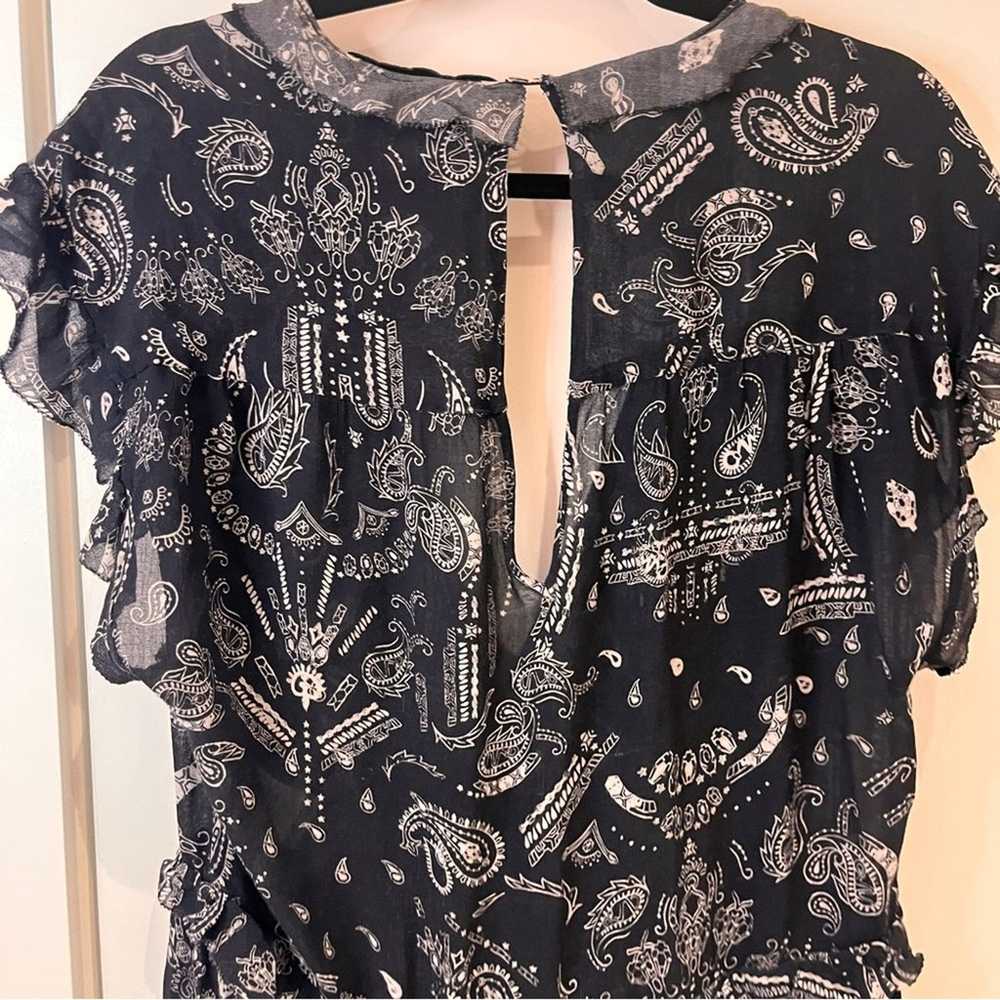 IRO Black Sheer Paisley Ruffle Romper Sz 8 - image 5