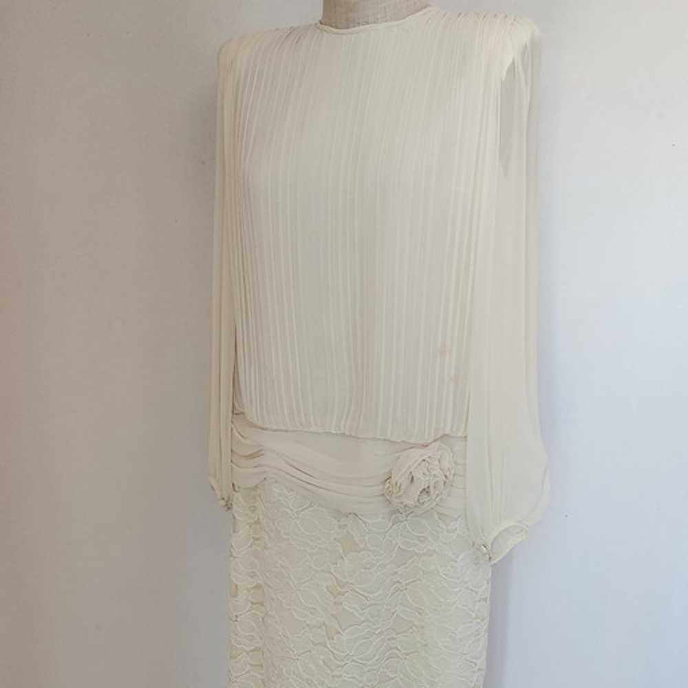 Vintage Miss Elliette Lace Chiffon Pleated Formal… - image 2