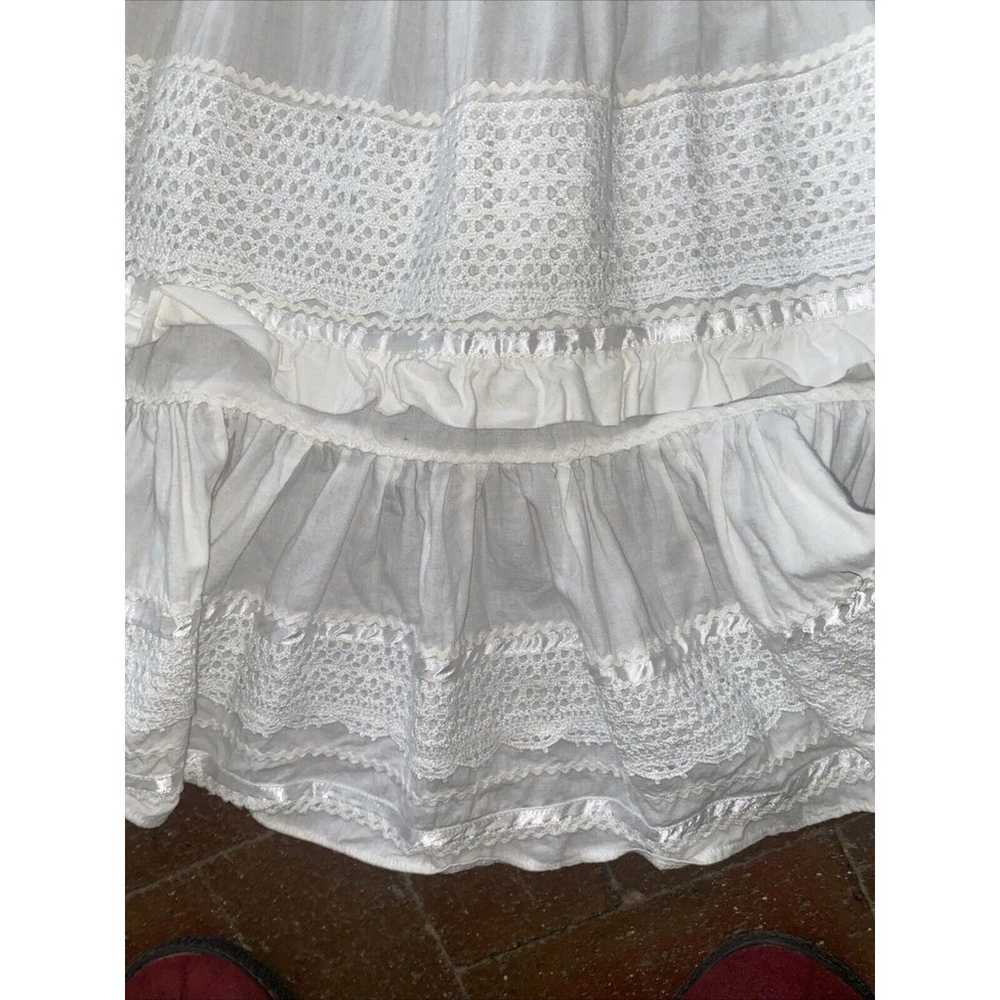 Vintage 2 Piece White Mexican Peasant Wedding Dre… - image 10