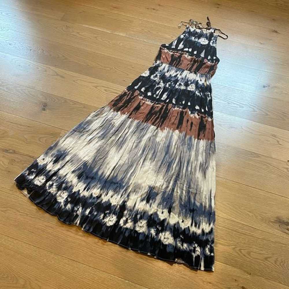 Blue / Taupe Patterned Halter Maxi Dress - image 4