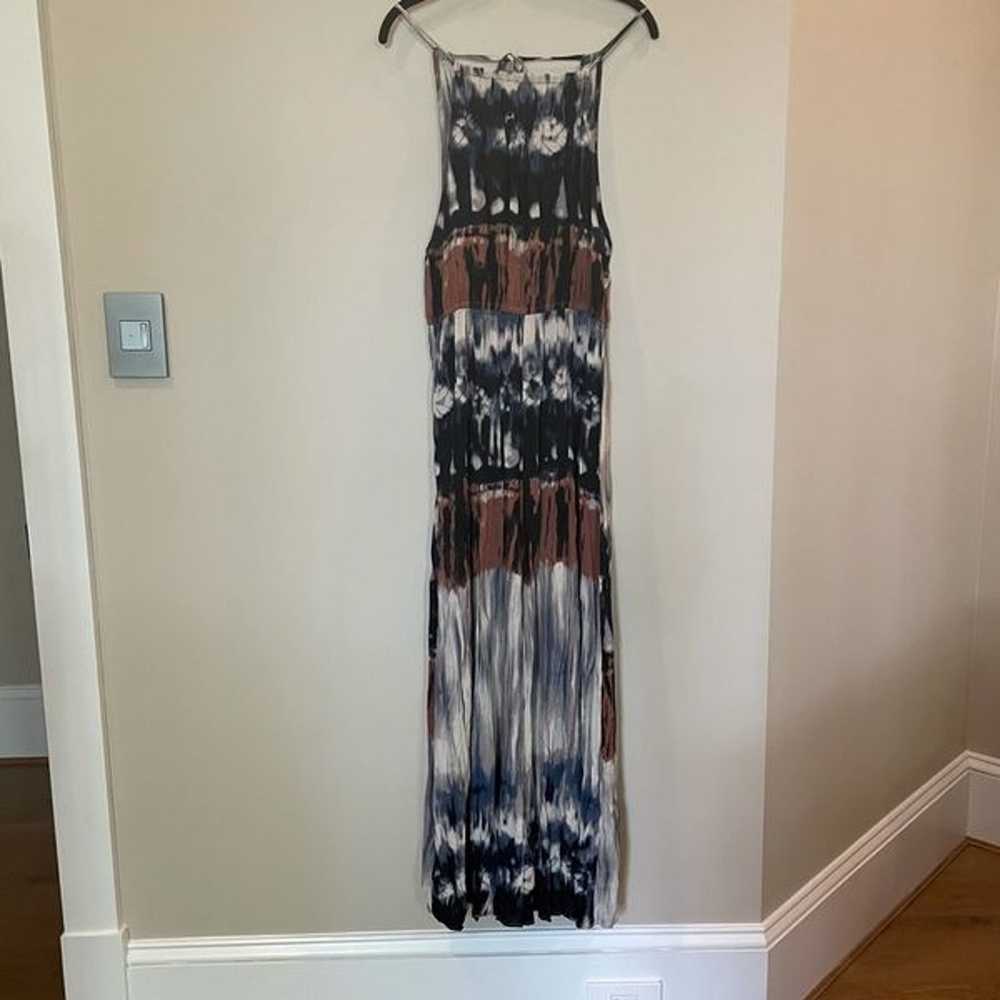 Blue / Taupe Patterned Halter Maxi Dress - image 6