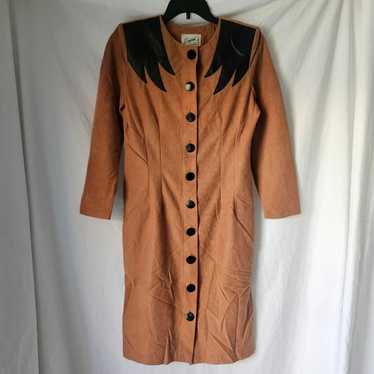 Vintage 70s suede with leather shoulder cut out d… - image 1