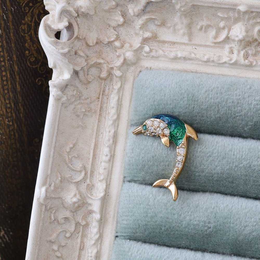 KREMENTZ Vintage Tuck Pin Brooch Dolphin Aquarium… - image 3