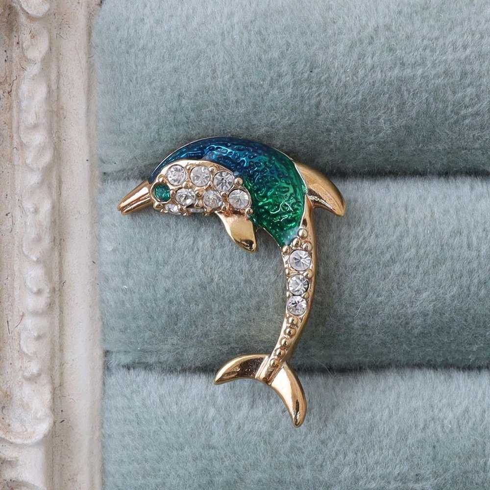 KREMENTZ Vintage Tuck Pin Brooch Dolphin Aquarium… - image 4