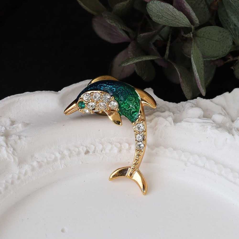 KREMENTZ Vintage Tuck Pin Brooch Dolphin Aquarium… - image 5