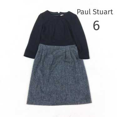 C440 Paul Stuart [6] Knee-Length Dress Wool Bicol… - image 1