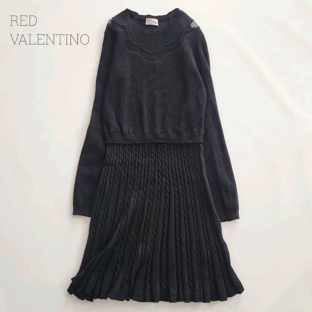 Red Valentino Knit Dress Rib Cable Docking Sheer - image 11