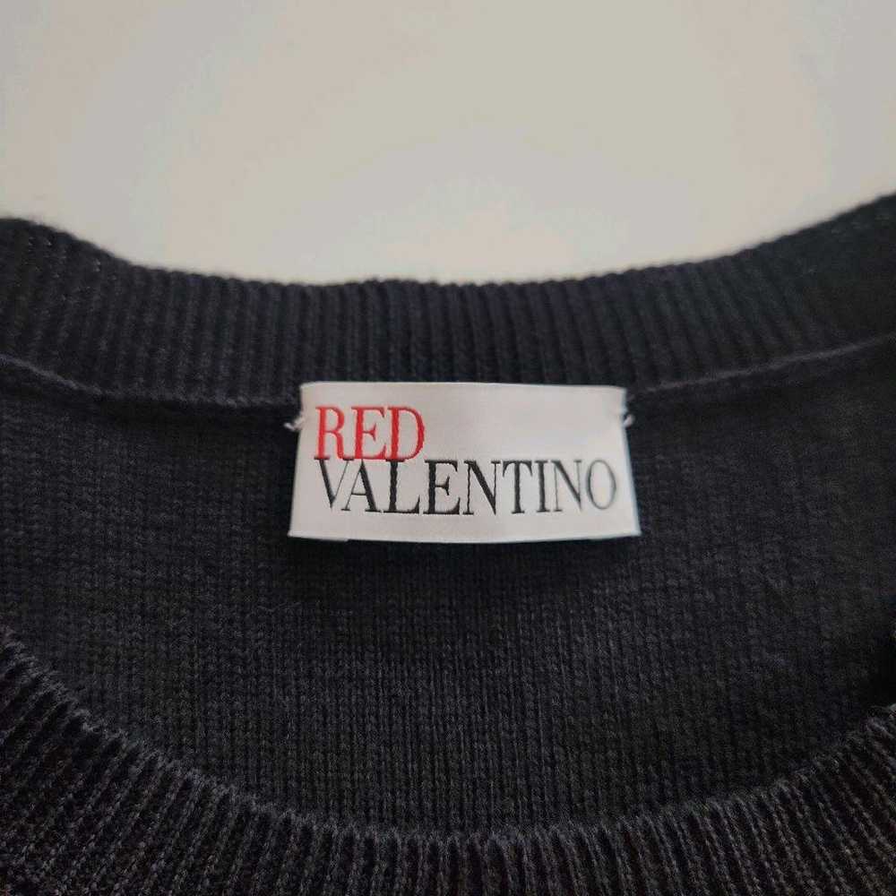 Red Valentino Knit Dress Rib Cable Docking Sheer - image 3